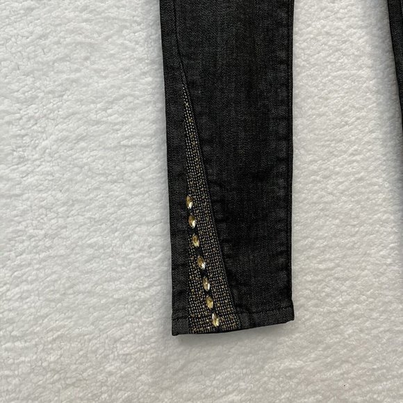 Grace in LA Women's Y2K Stunned Rhinestone Skinny Jeans Size 0/23 Black NWT - Picture 5 of 12